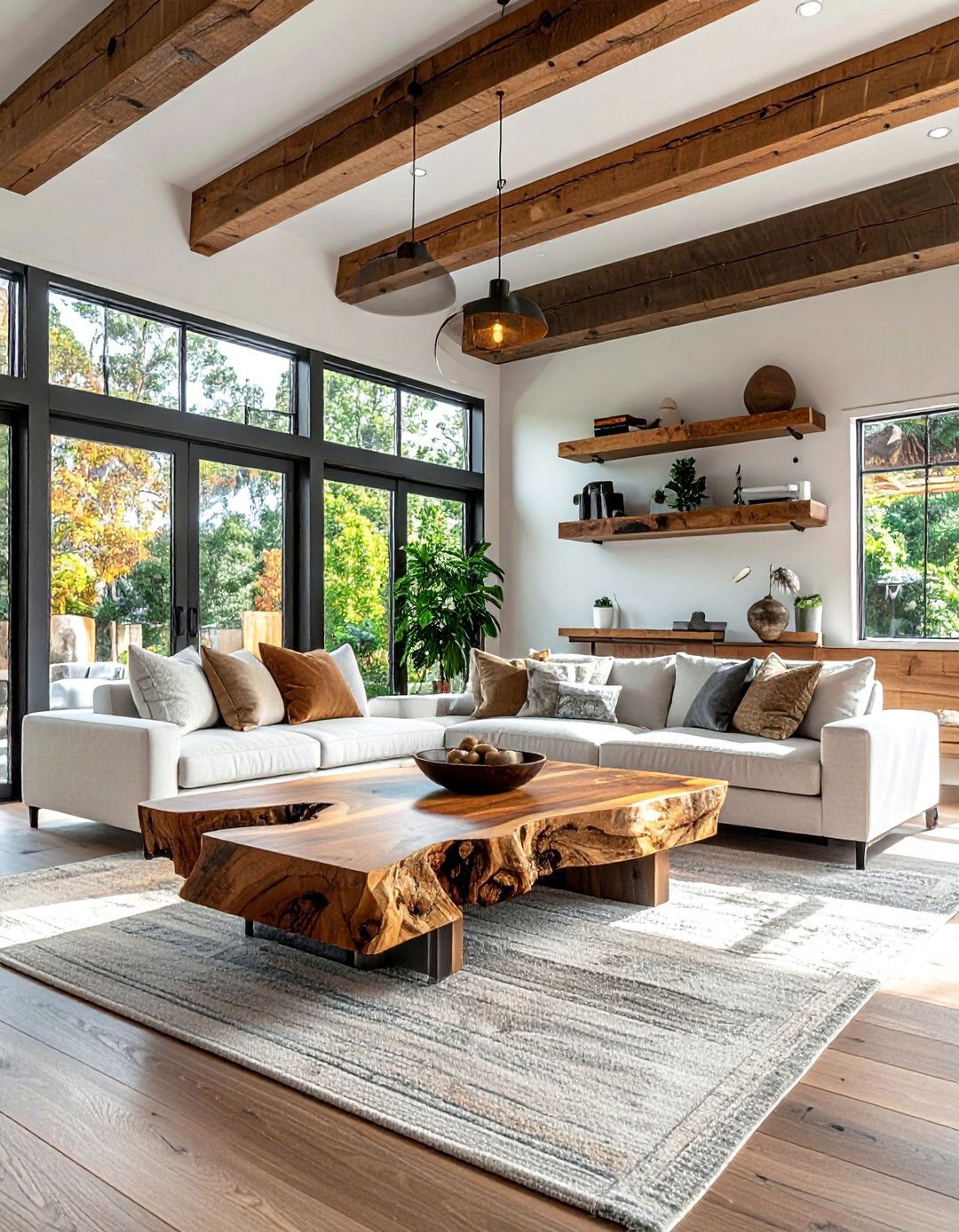 Natural Wood Elements - 25 Organic Modern Living Room Design Ideas for Serenity