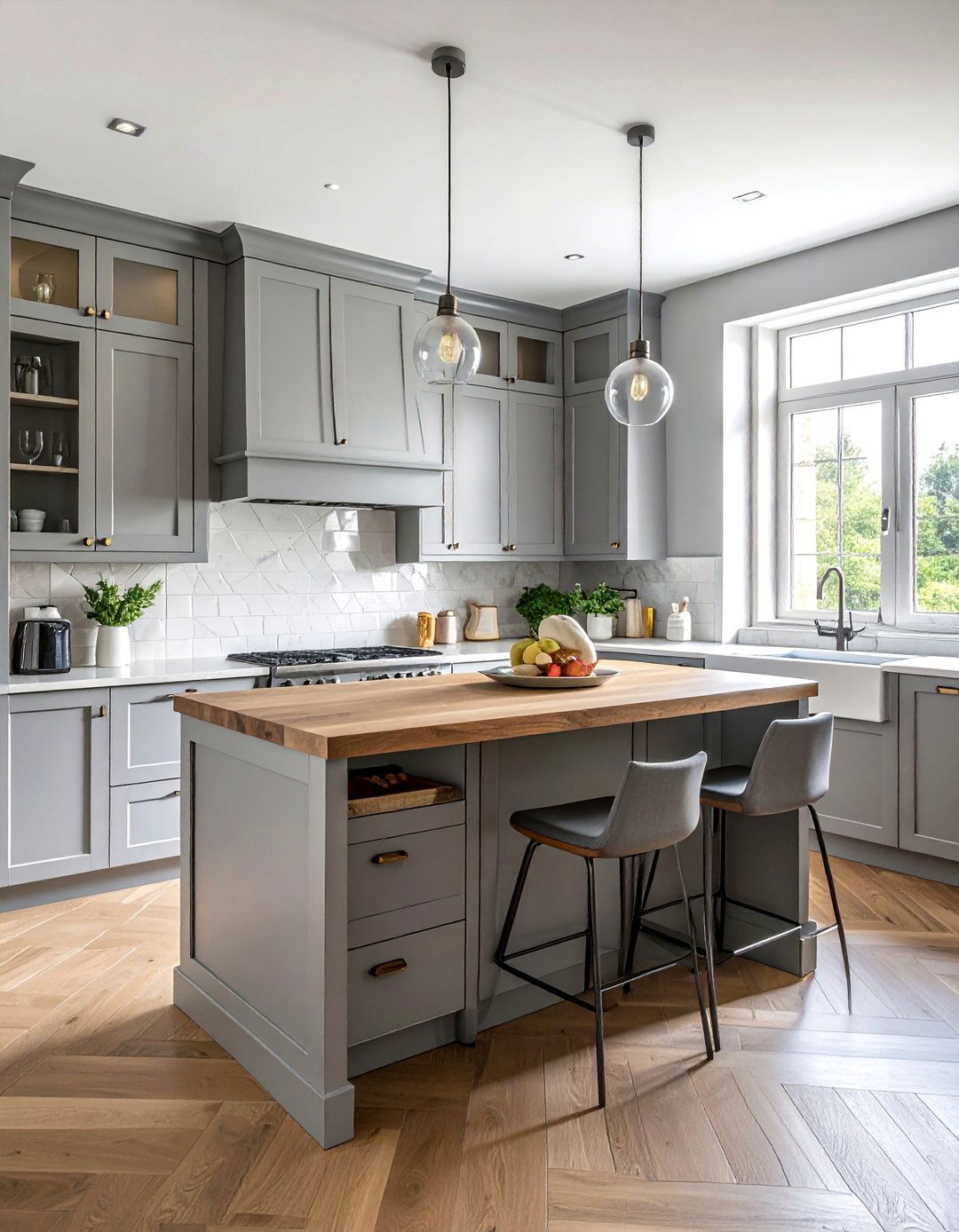 Natural Wood and Paint Combination Cabinets - 40 Painted Kitchen Cabinet Ideas to Refresh Your Space
