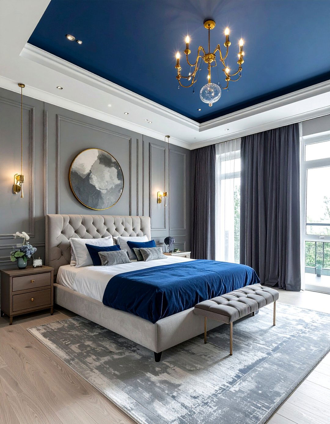 Navy Blue Ceiling Statement - 30 Colorful Bedroom Ideas for a Vibrant Space
