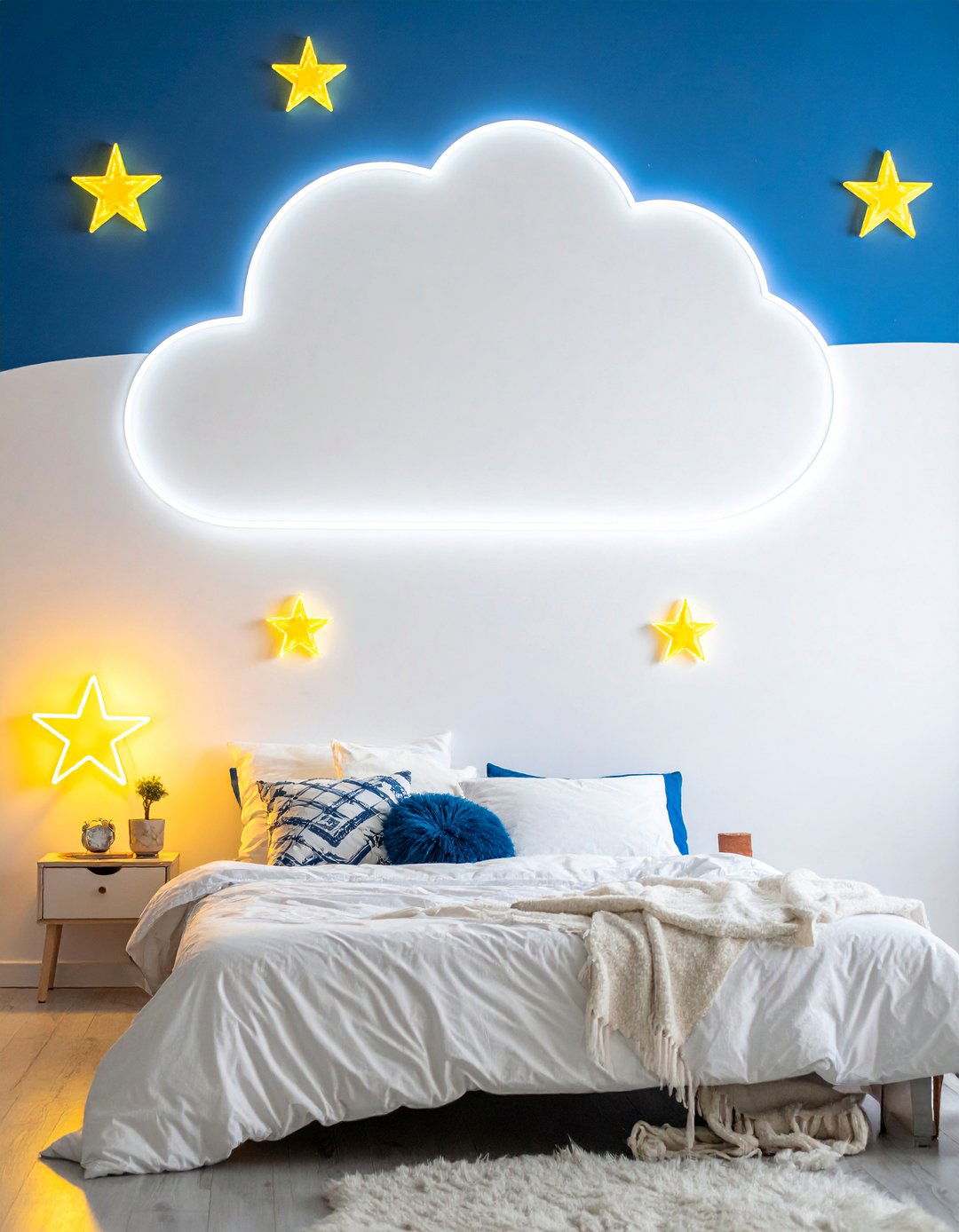 Neon Cloud and Star Lights - 30 Neon Bedroom Ideas to Brighten Your Space