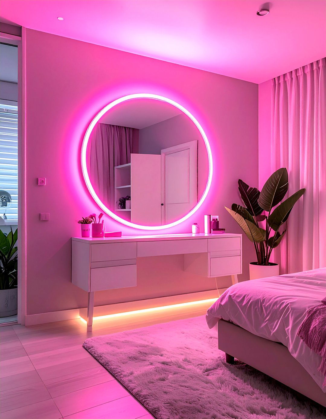 Neon Framed Mirror - 30 Neon Bedroom Ideas to Brighten Your Space