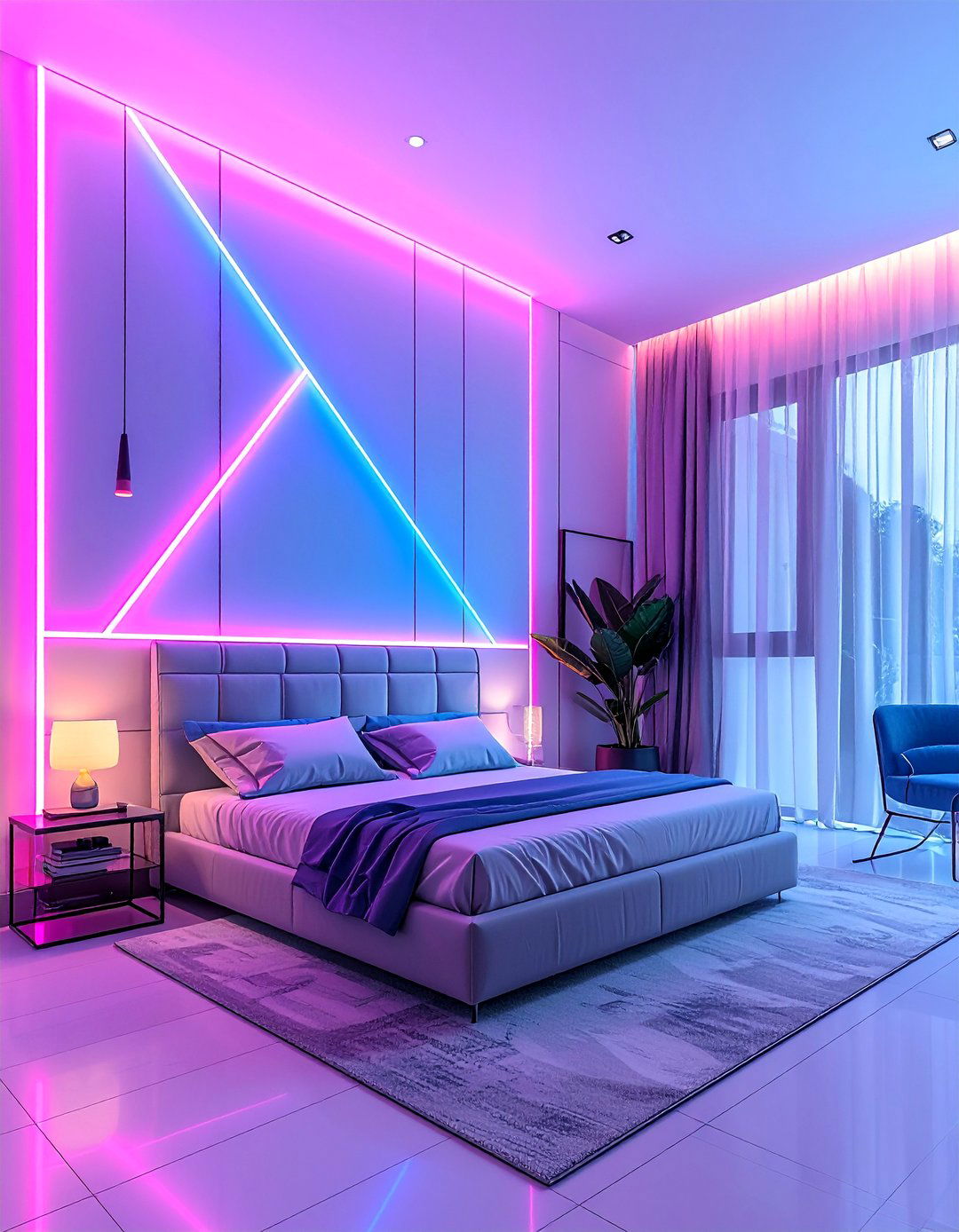 Neon LED Strip Accent Walls - 30 Baddie Room Ideas for a Chic and Trendy Look