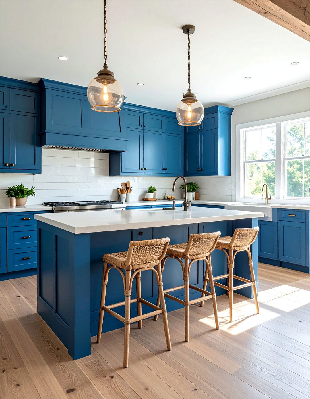 Ocean Blue Cabinets for a Coastal Farmhouse Vibe - 30 Blue Farmhouse Kitchen Cabinets for a Cozy Feel