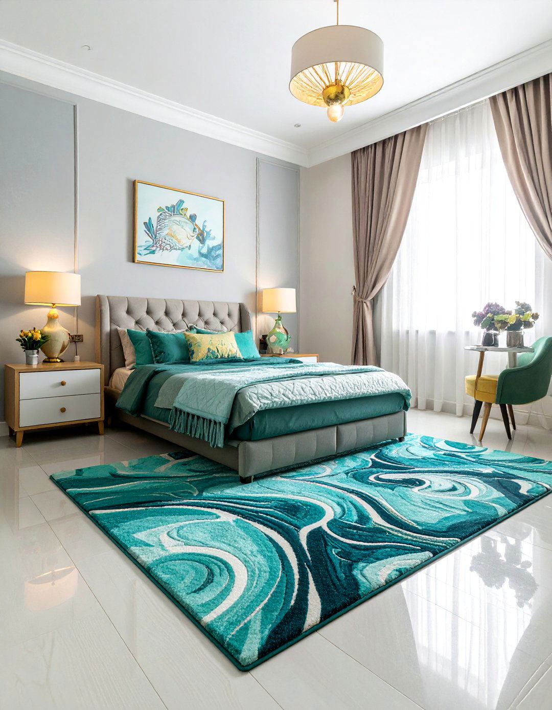 Ocean Themed Area Rug - 20 Mermaid Room Ideas for a Magical Space