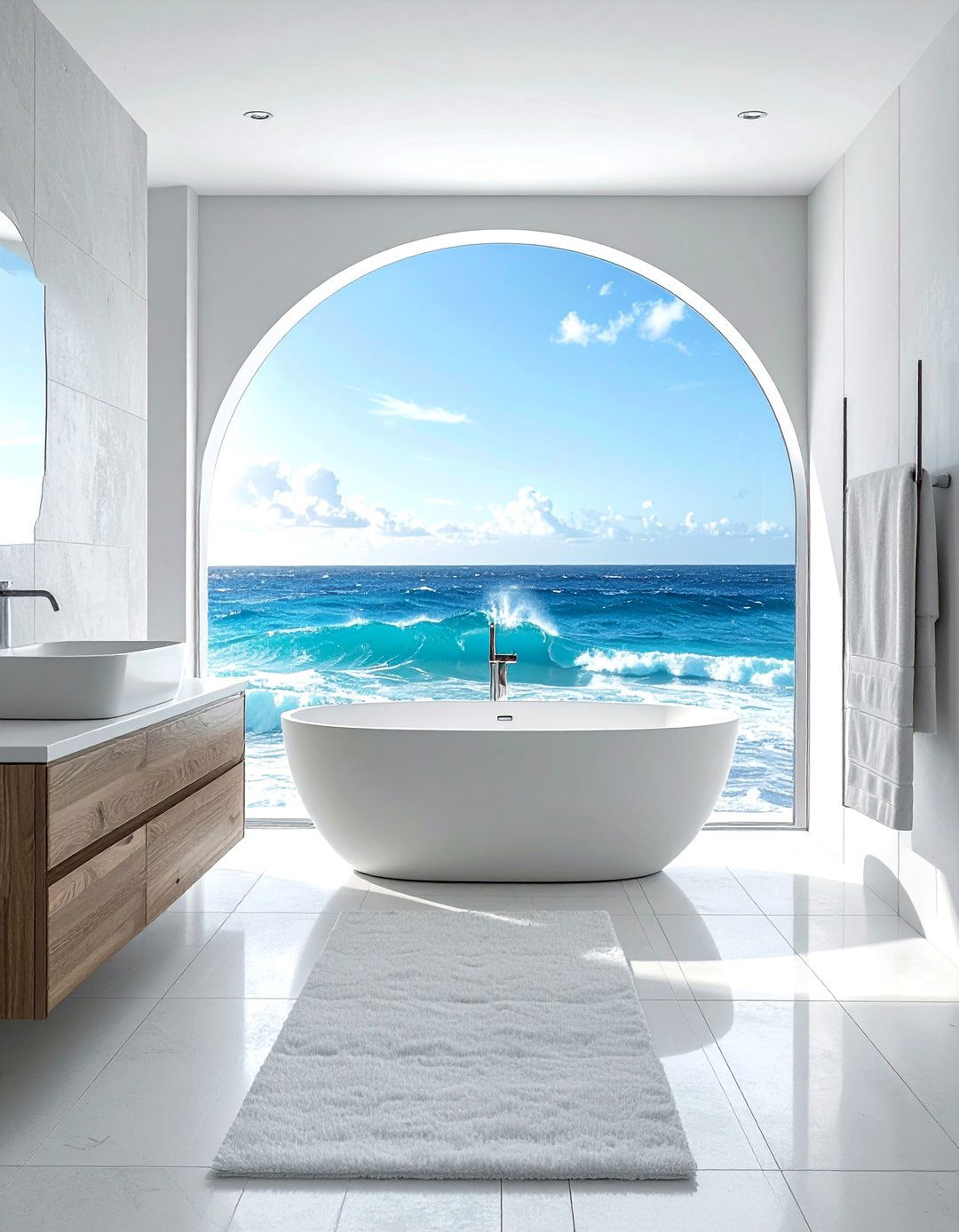 Ocean Wave Movements - 30 Bathroom Mural Ideas to Elevate Your Decor