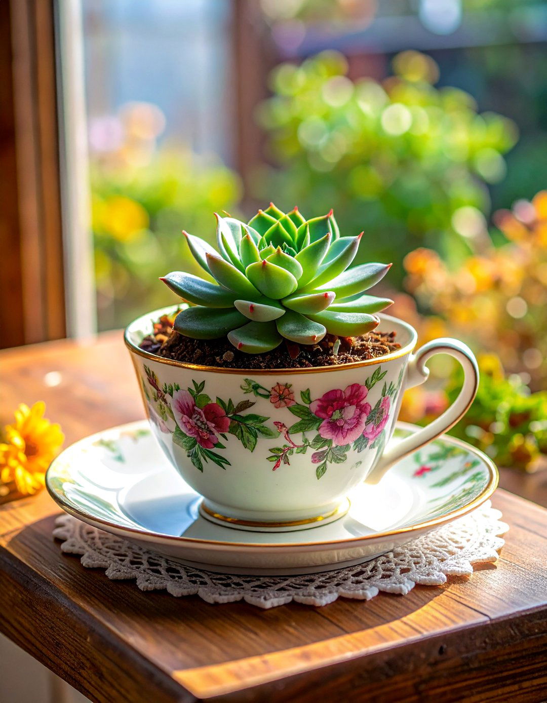 Old Teacup and Saucer Herb Container Garden - 40 Container Garden Ideas for Small Spaces