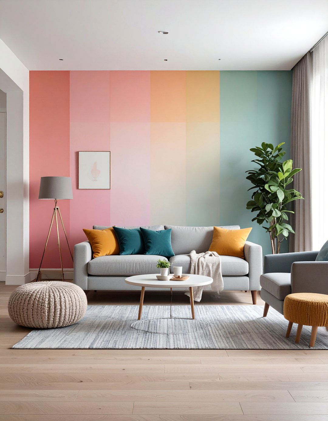 Ombre Paint Gradient - 30 Living Room Accent Wall Ideas to Add Personality