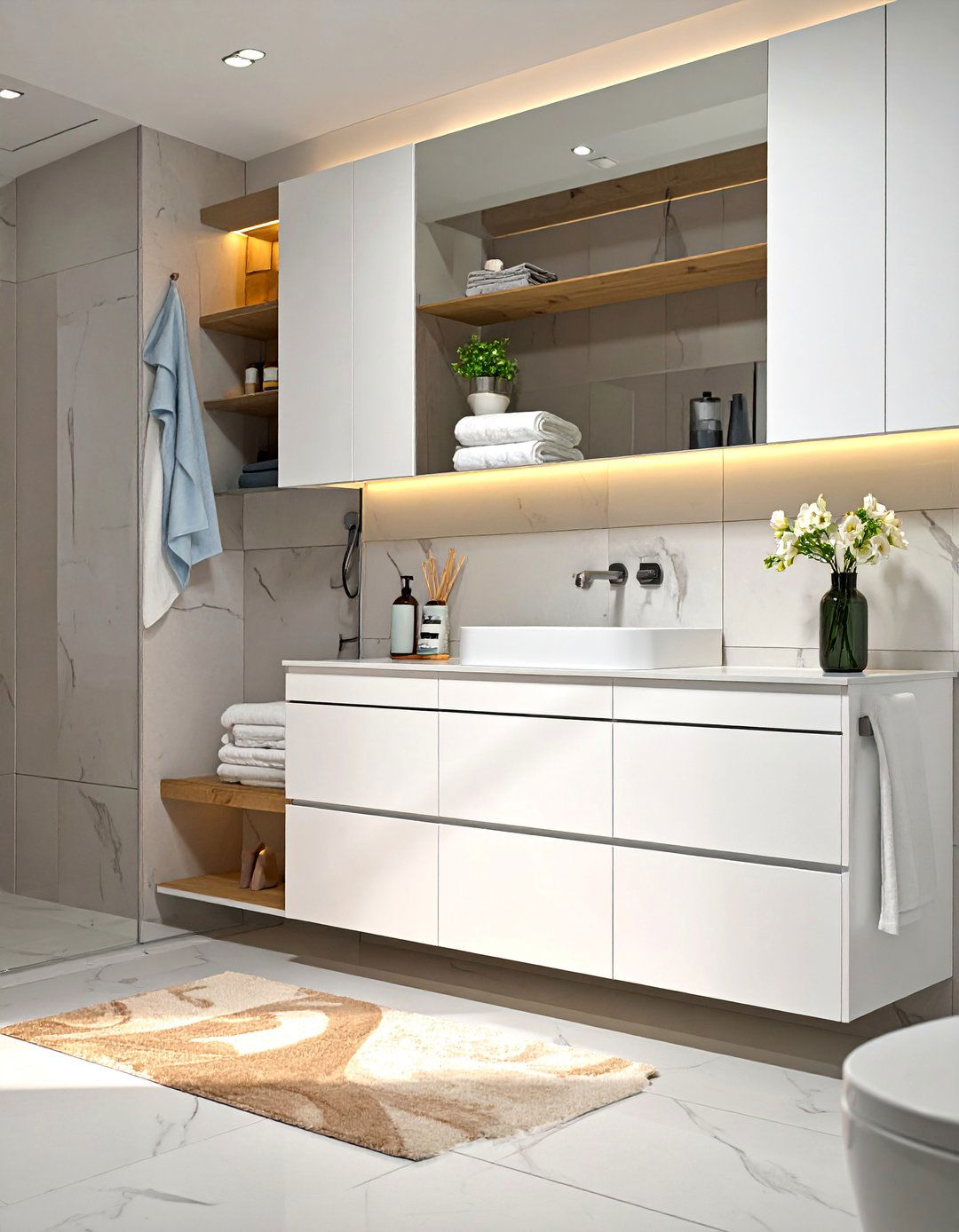 Open Shelving Cabinet Combinations - 25 Bathroom Cabinet Ideas for Stylish Storage Solutions