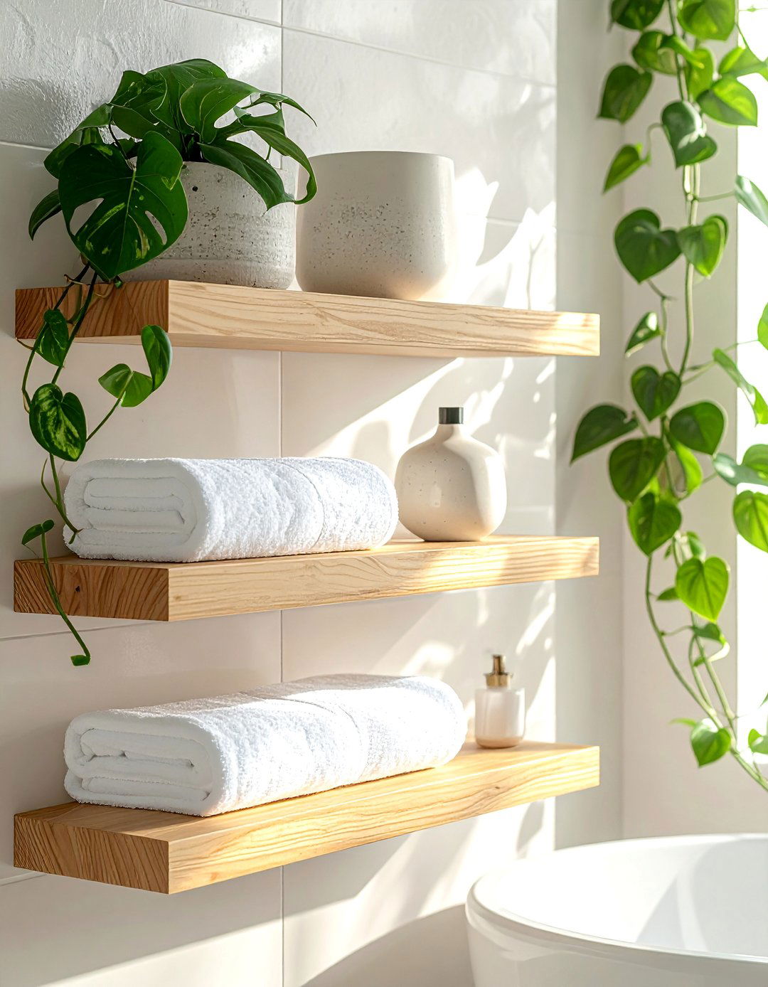 Open Shelving with Curated Decor - 40 Bathroom Design Ideas for a Modern Home