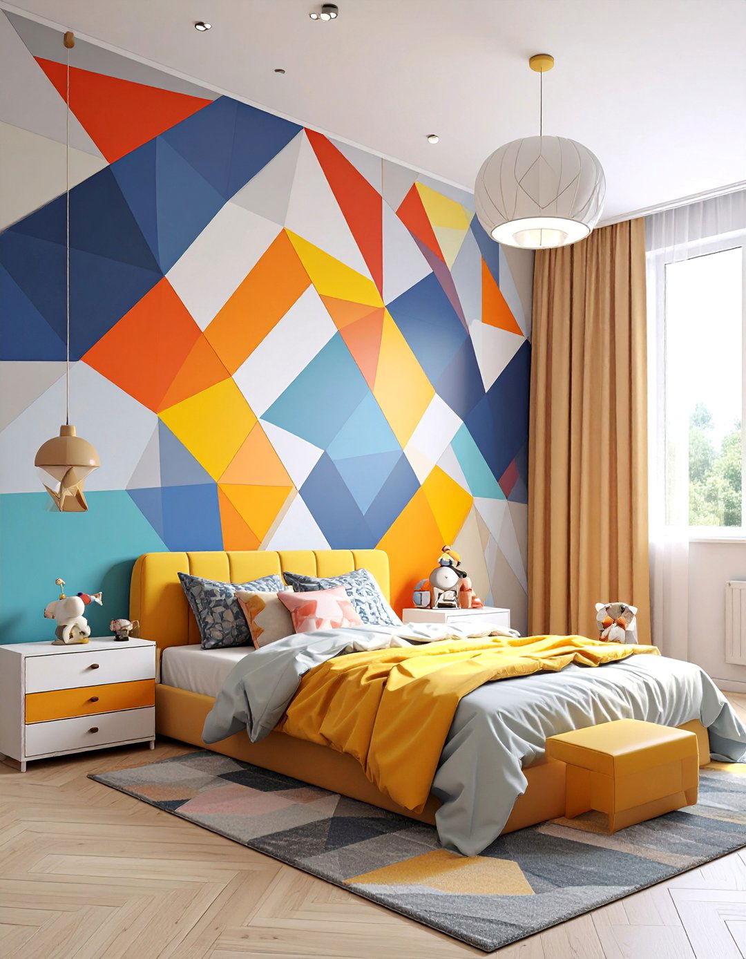 Optical Illusion Geometric Brain Teasers - 30 Kids Room Accent Wall Ideas for a Fun and Creative Space