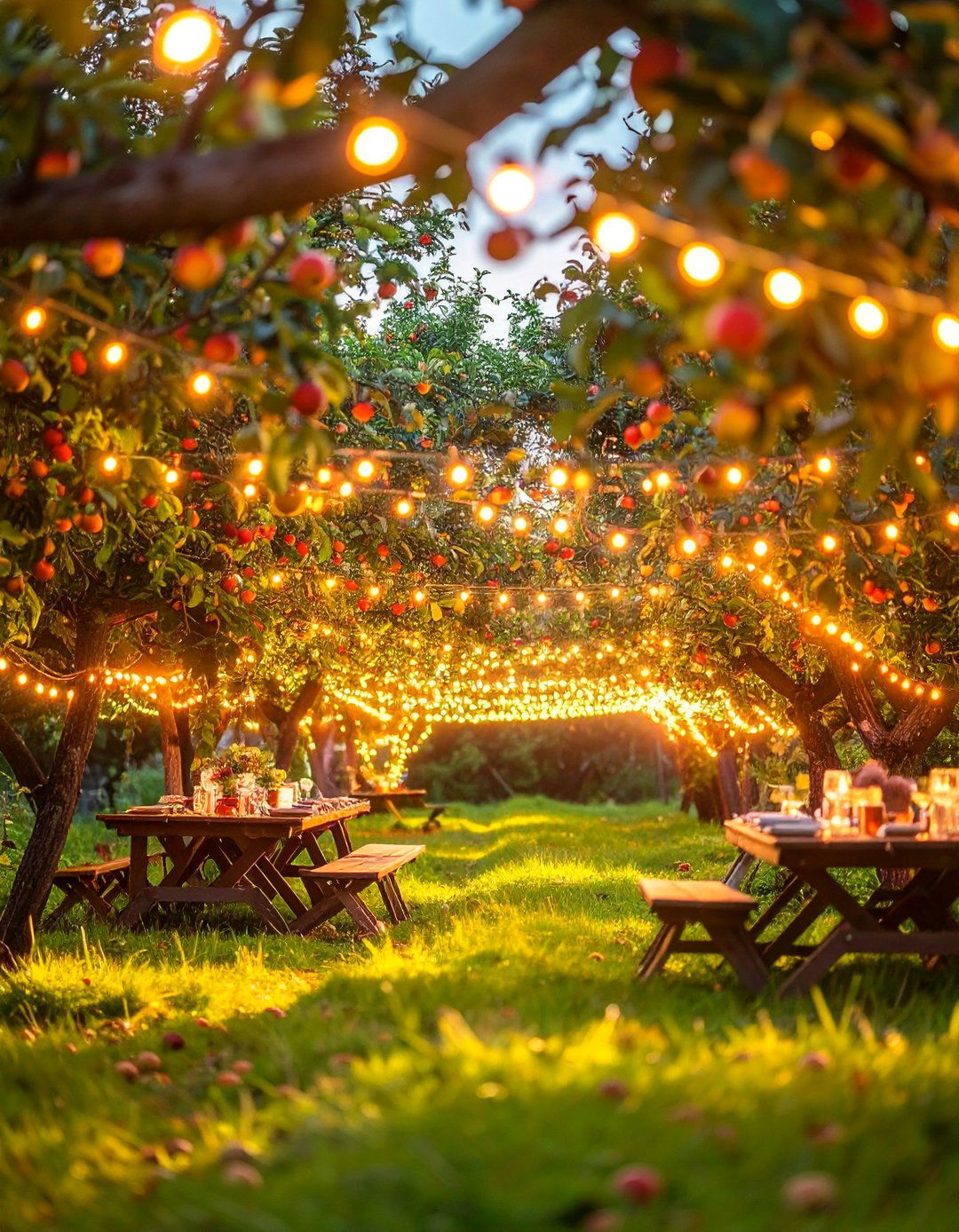 Orchard Harvest Celebration - 40 Patio String Light Ideas to Illuminate Your Nights