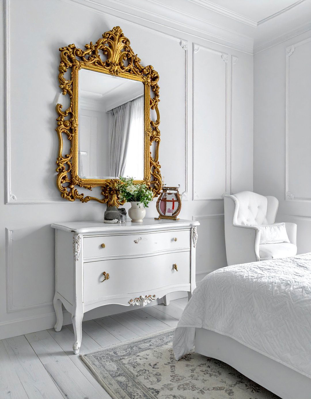 Ornate Gilded Mirror - 25 French Bedroom Decor Ideas for Elegant Spaces