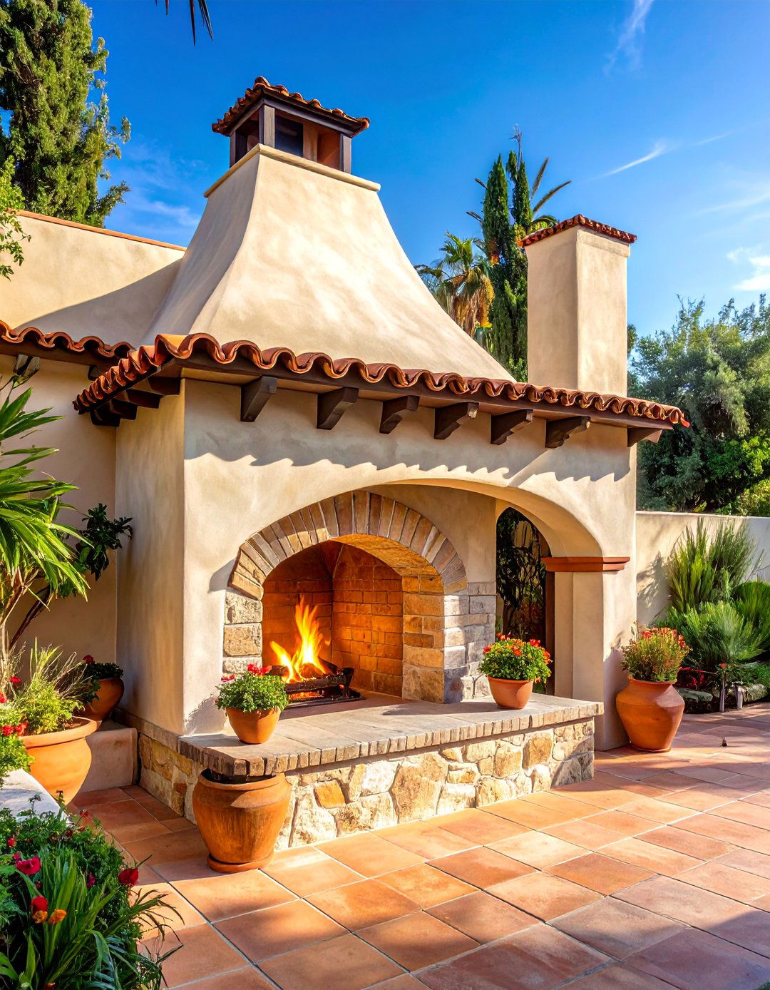 Outdoor Courtyard Fireplace - 25 Spanish Style Fireplace Ideas for a Warm Ambiance