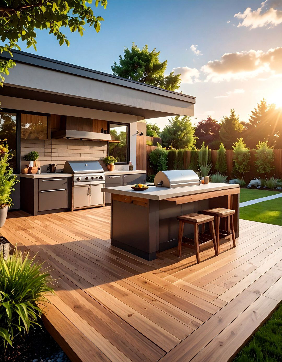 Outdoor Kitchen Platform - 30 Backyard Deck Ideas on a Budget for Outdoor Fun