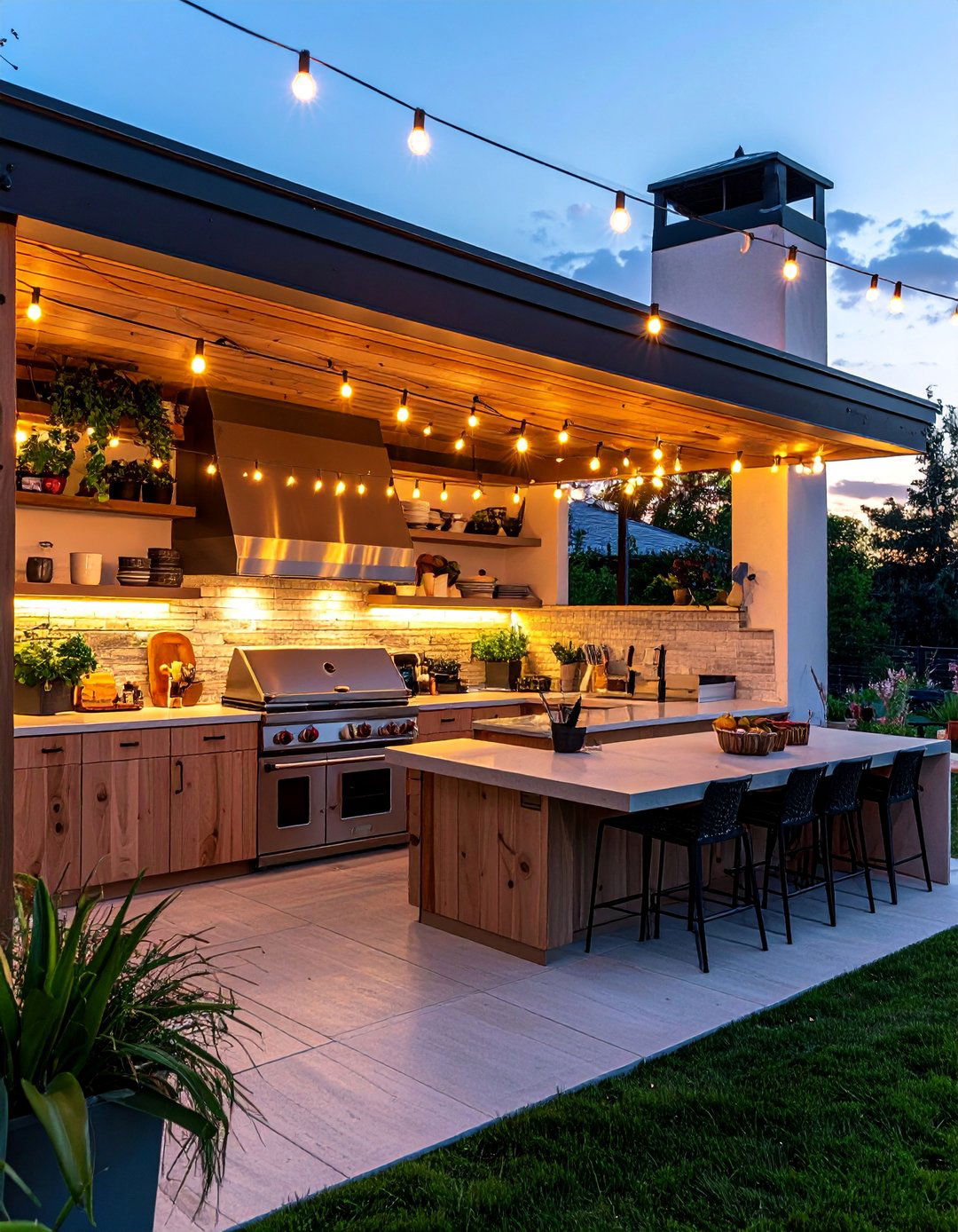 Outdoor Kitchen Task Lighting - 40 Patio String Light Ideas to Illuminate Your Nights
