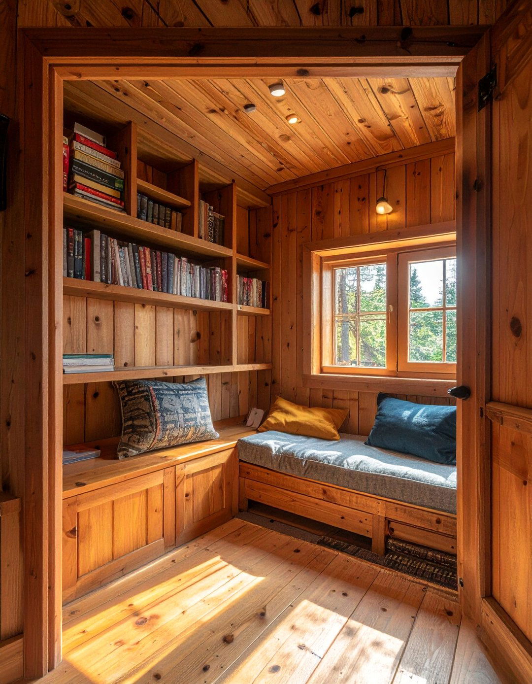 Outhouse with a Built in Book Nook - 20 Luxury Outhouse Ideas for a Unique Design