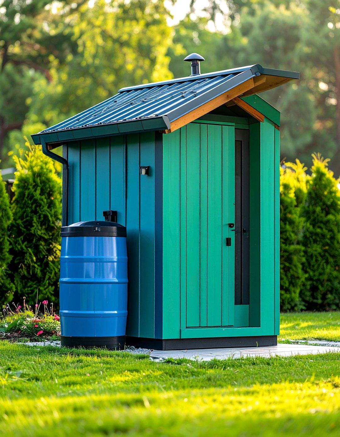 Outhouse with an Integrated Rainwater Harvesting System - 20 Luxury Outhouse Ideas for a Unique Design