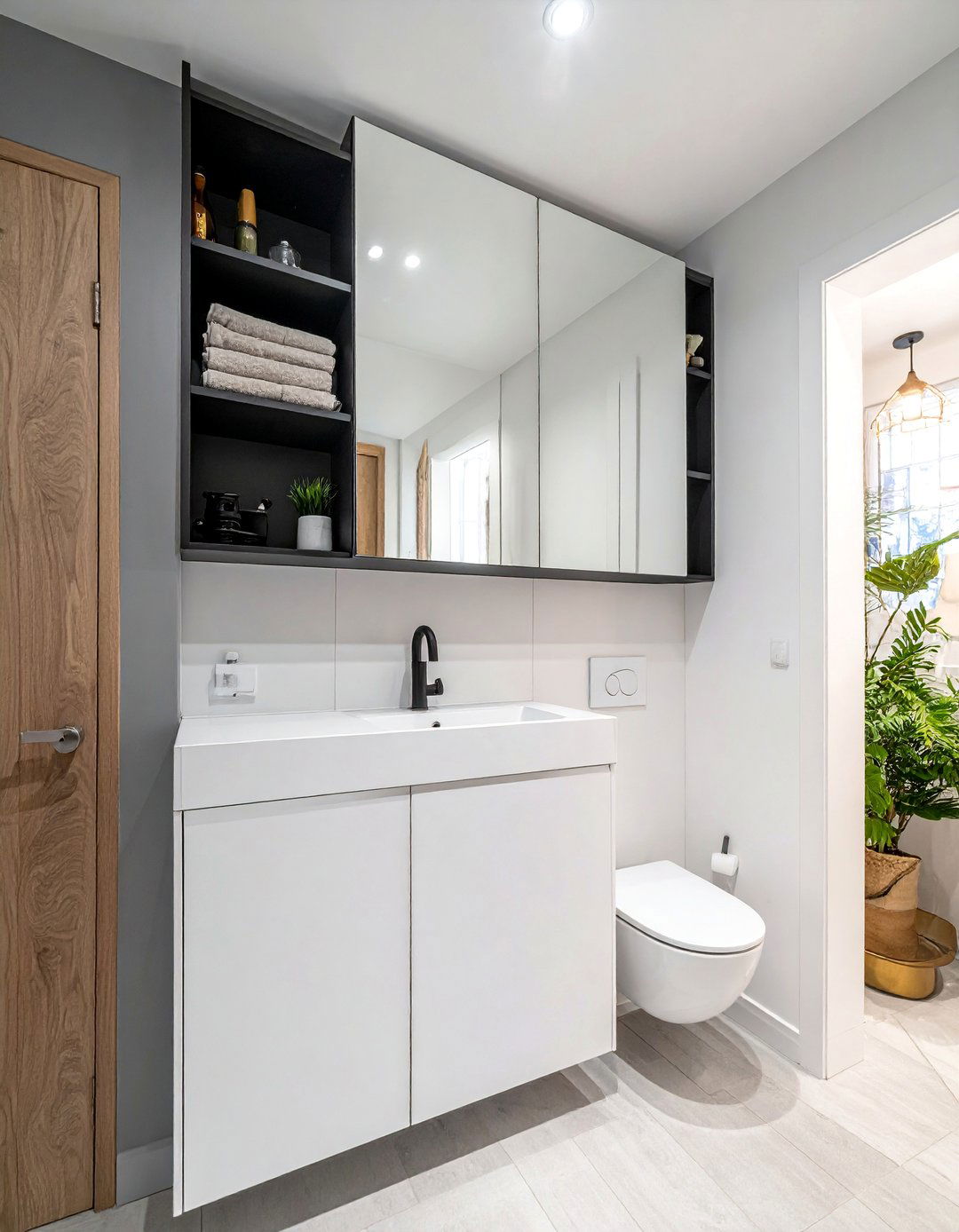 Over Toilet Storage Units - 20 Hallway Bathroom Ideas for Functional Spaces