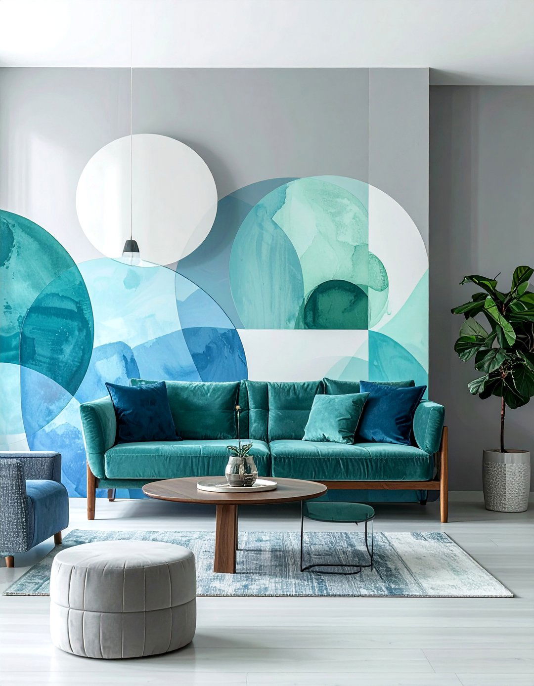 Overlapping Shapes Geometric Accent Wall - 25 Geometric Accent Wall Ideas for Modern Spaces