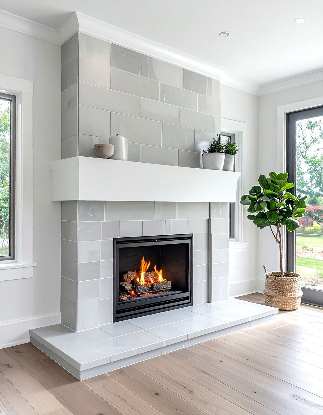 Oversized Subway Farmhouse Fireplace Tile - 30 Farmhouse Fireplace Tile Ideas for a Cozy Ambiance