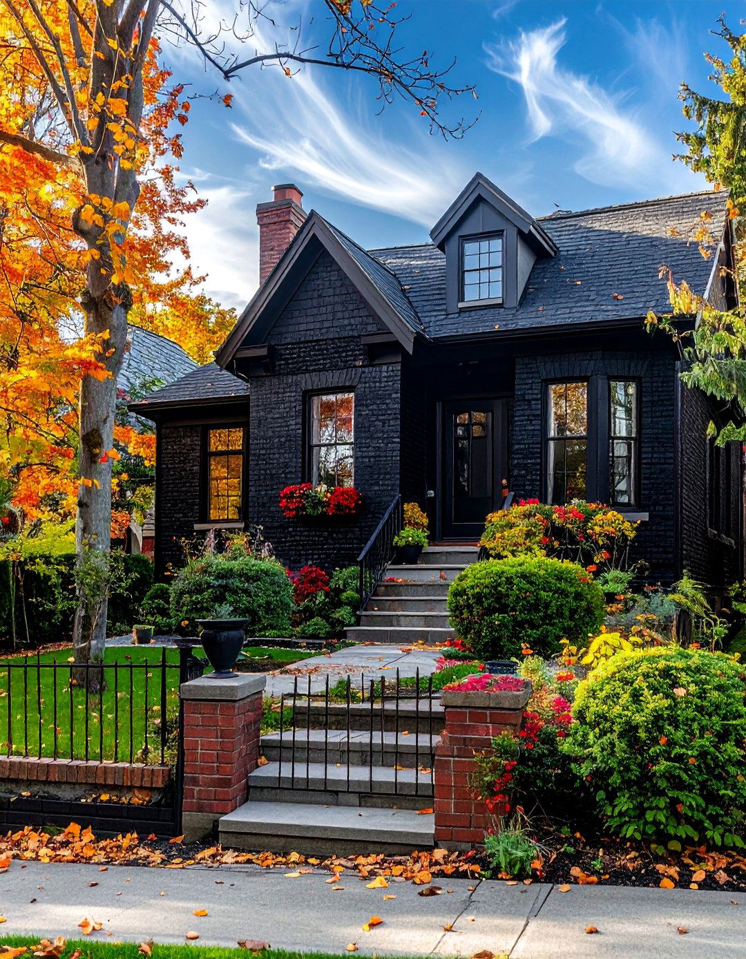 Painted Black Brick House Exterior - 40 Black Brick House Exteriors for a Timeless and Elegant Look