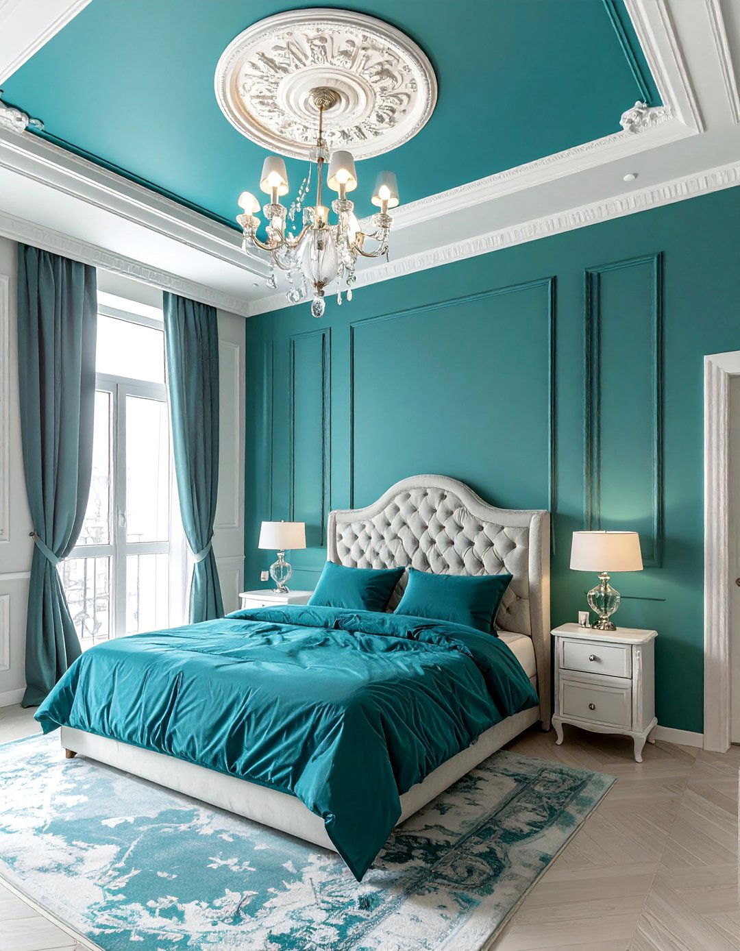 Painted Colorful Ceiling Medallion - 30 Colorful Bedroom Ideas for a Vibrant Space