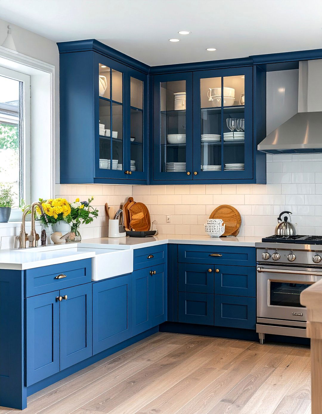 Painted Kitchen Cabinets with Glass Fronts - 40 Painted Kitchen Cabinet Ideas to Refresh Your Space