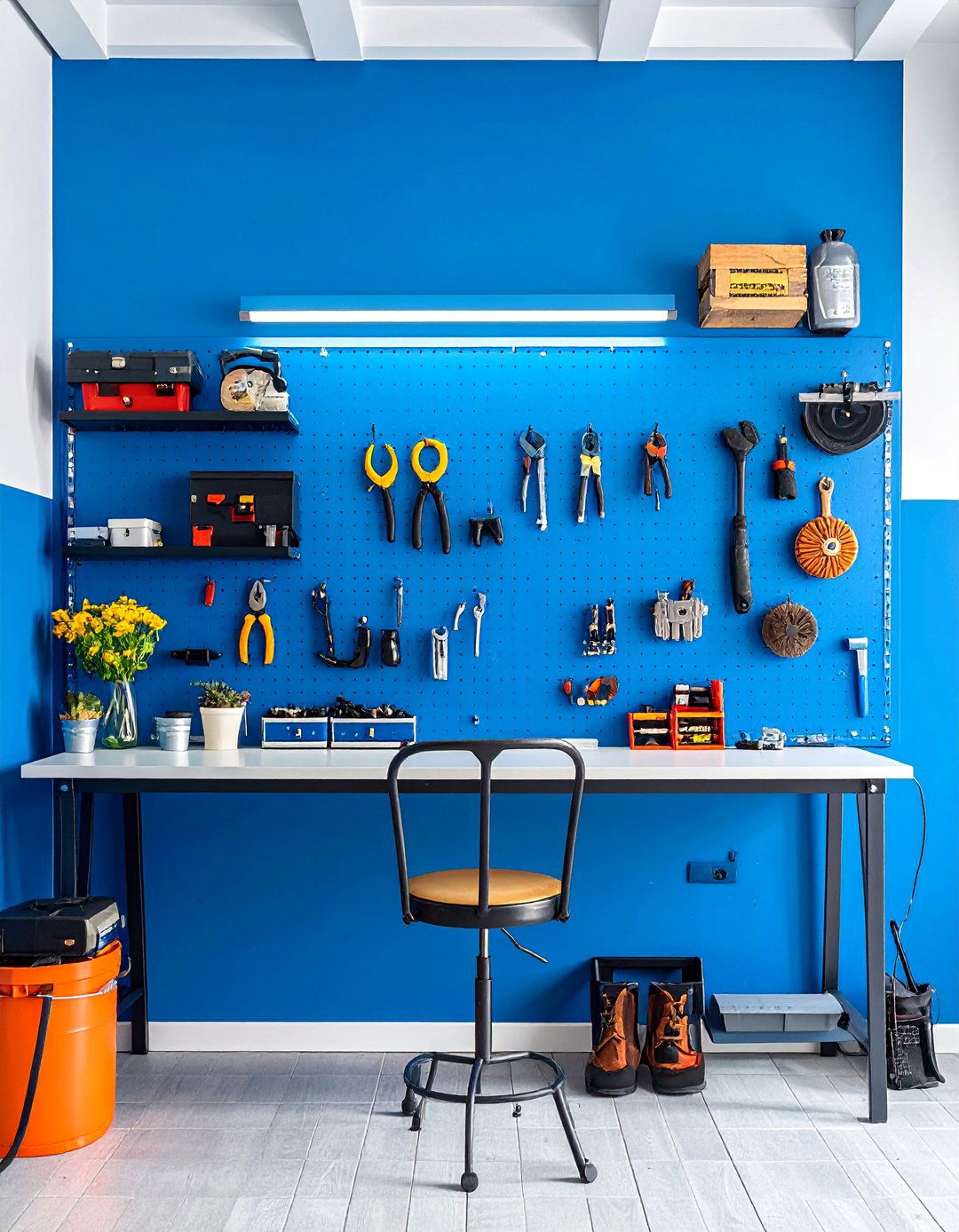 Painted Pegboard Organization Wall - 25 Garage Paint Ideas to Refresh Your Space