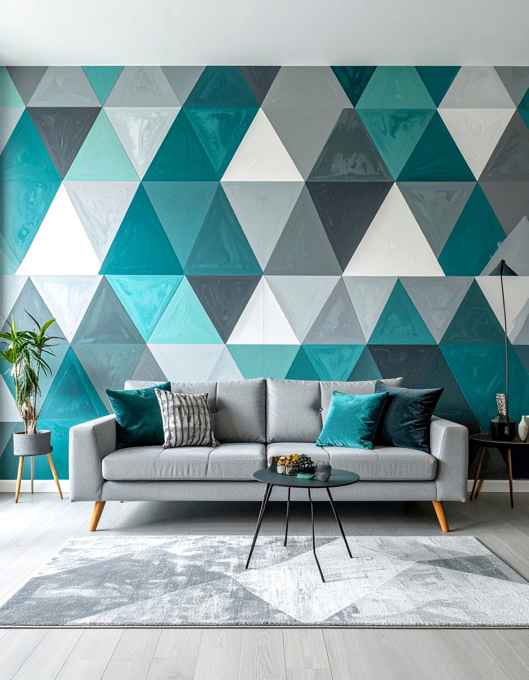 Painted Triangle Mosaic Geometric Accent Wall - 25 Geometric Accent Wall Ideas for Modern Spaces