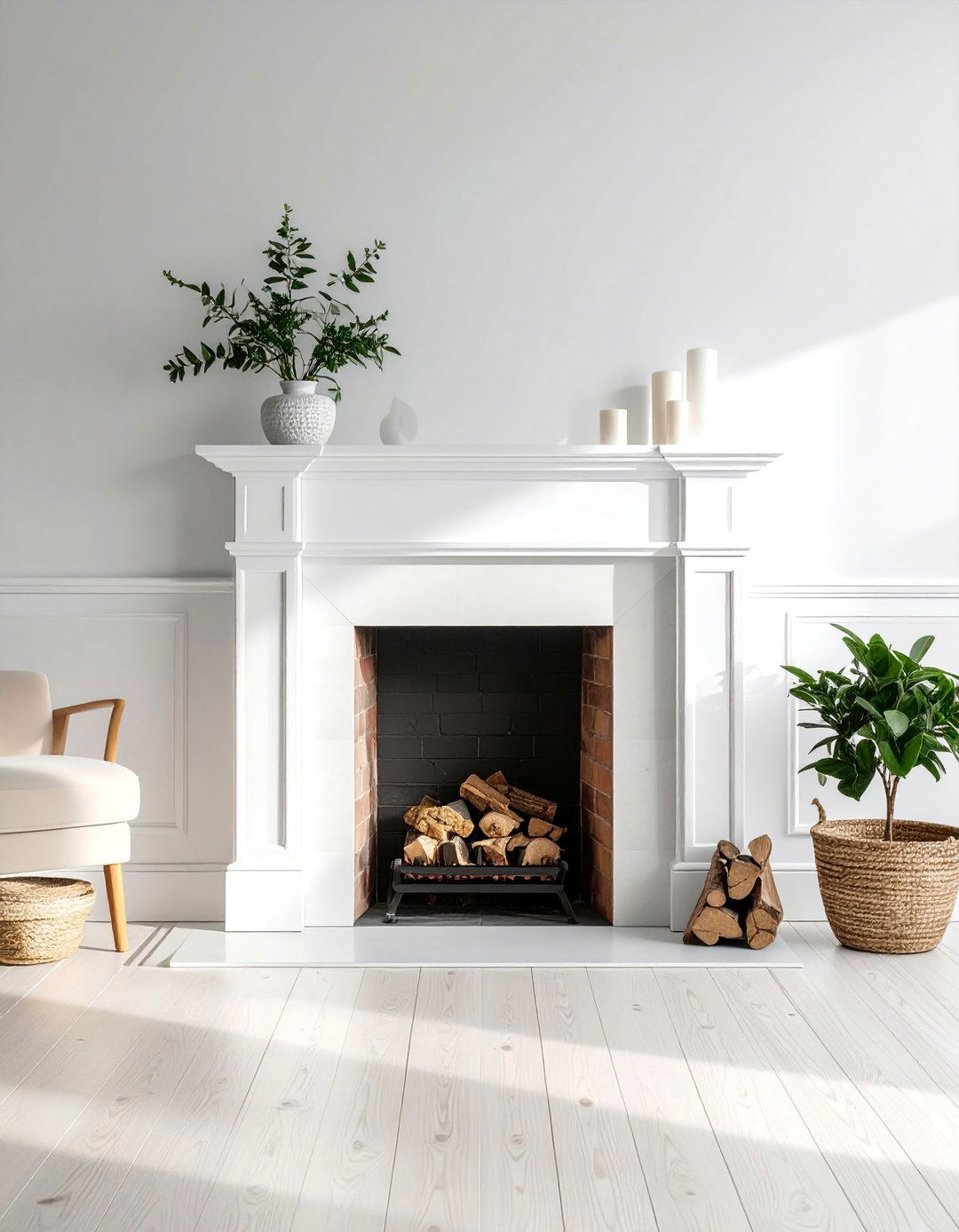 Painted Wood Fireplace Surround - 30 Craftsman-style Fireplace Ideas for a Cozy Home