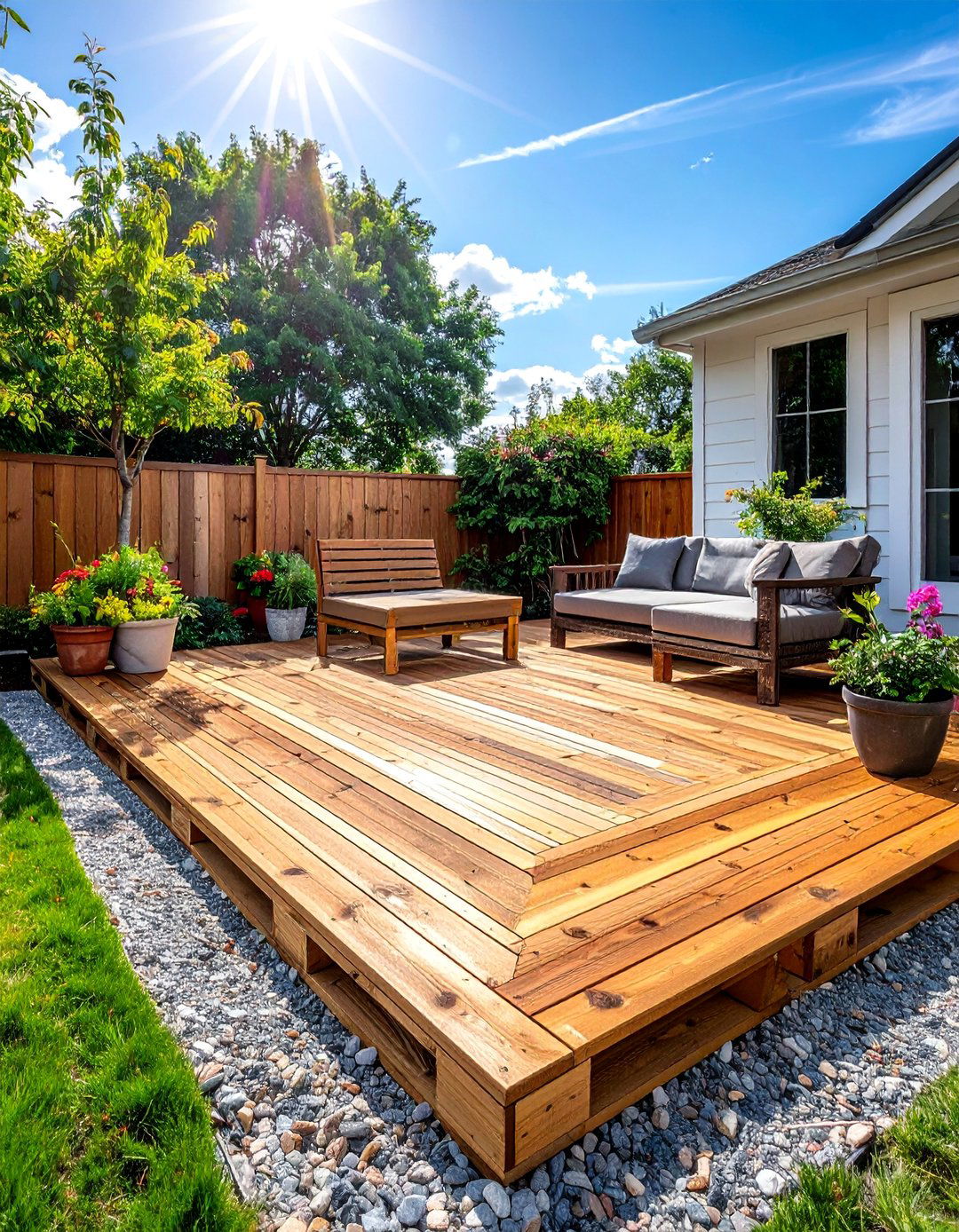 Pallet Wood Deck Construction - 30 Backyard Deck Ideas on a Budget for Outdoor Fun