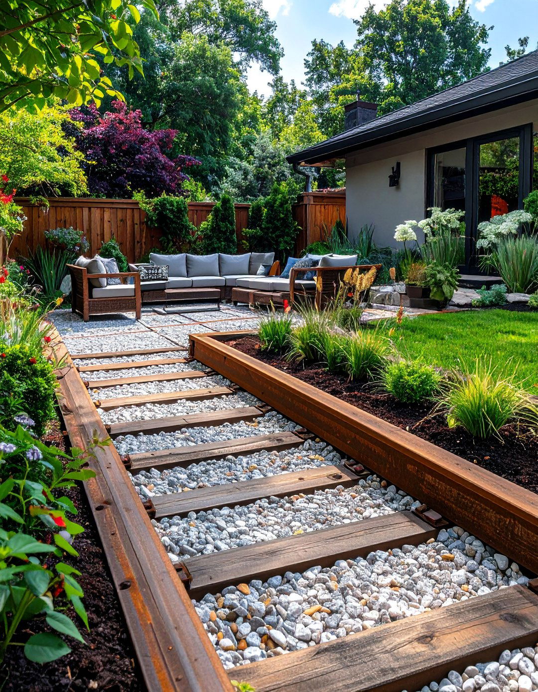 Patio Border Creation - 20 Railroad Ties Landscaping Ideas for Your Garden