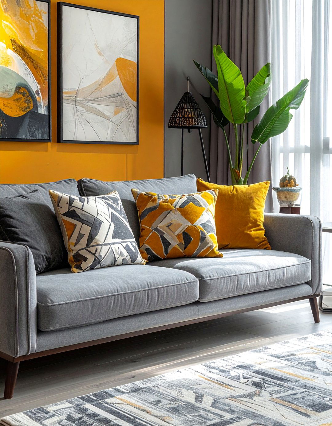 Patterned Grey and Cream Throw Pillows - 30 Grey and Cream Living Room Ideas for Elegance