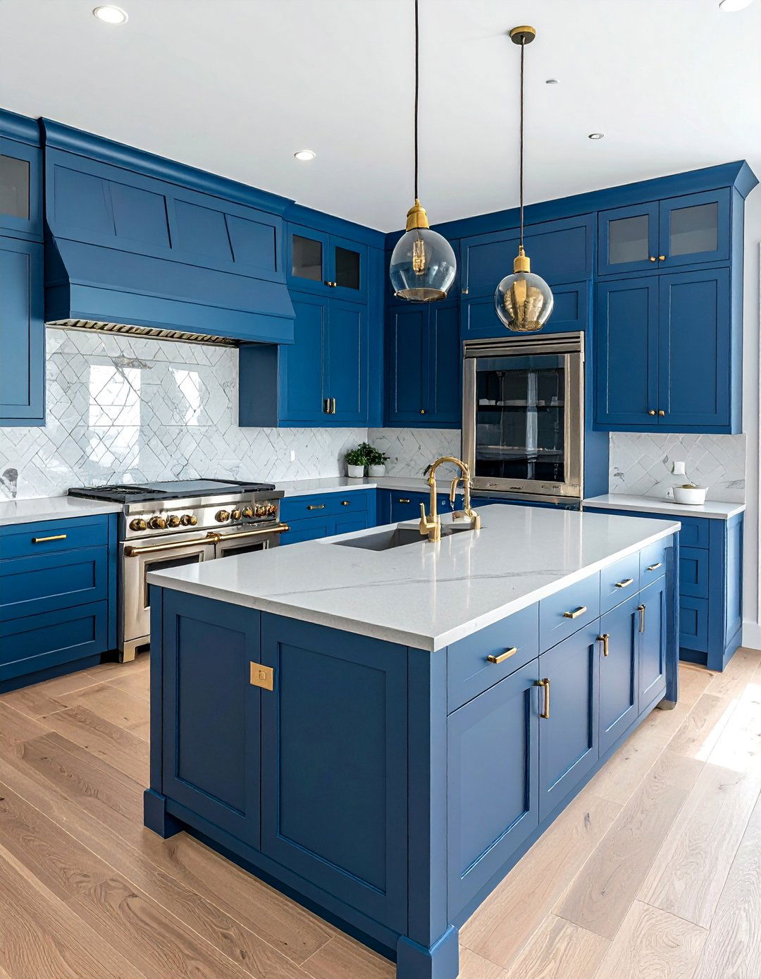 Peacock Blue Cabinets for a Rich Jewel Toned Kitchen - 30 Blue Farmhouse Kitchen Cabinets for a Cozy Feel