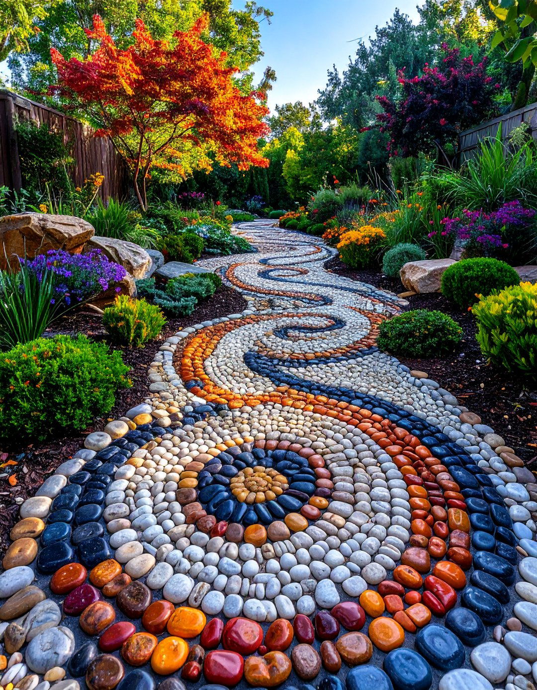 Pebble Mosaic Artistic Walkways - 40 Backyard Walkway Ideas for a Beautiful Garden
