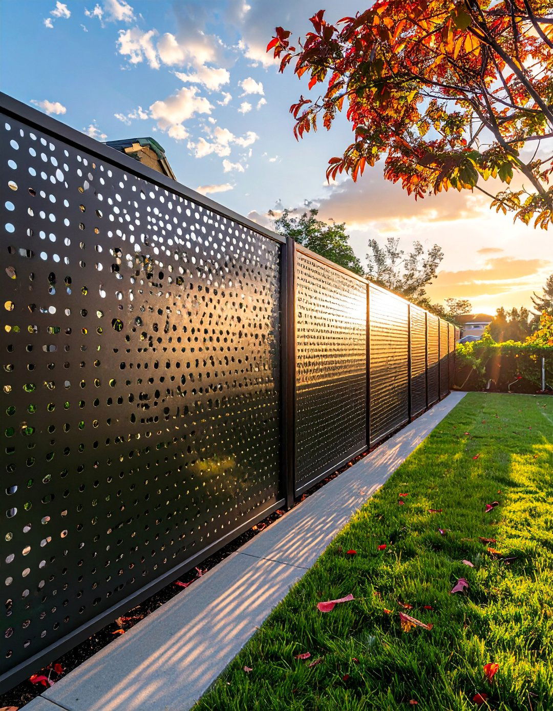 Perforated Metal Screen Fence - 25 Backyard Fence Ideas to Enhance Your Outdoor Space