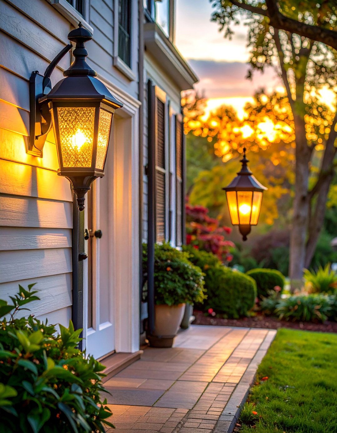 Period Appropriate Gas Lantern Sconces - 30 Colonial Front Porch Ideas for Charm