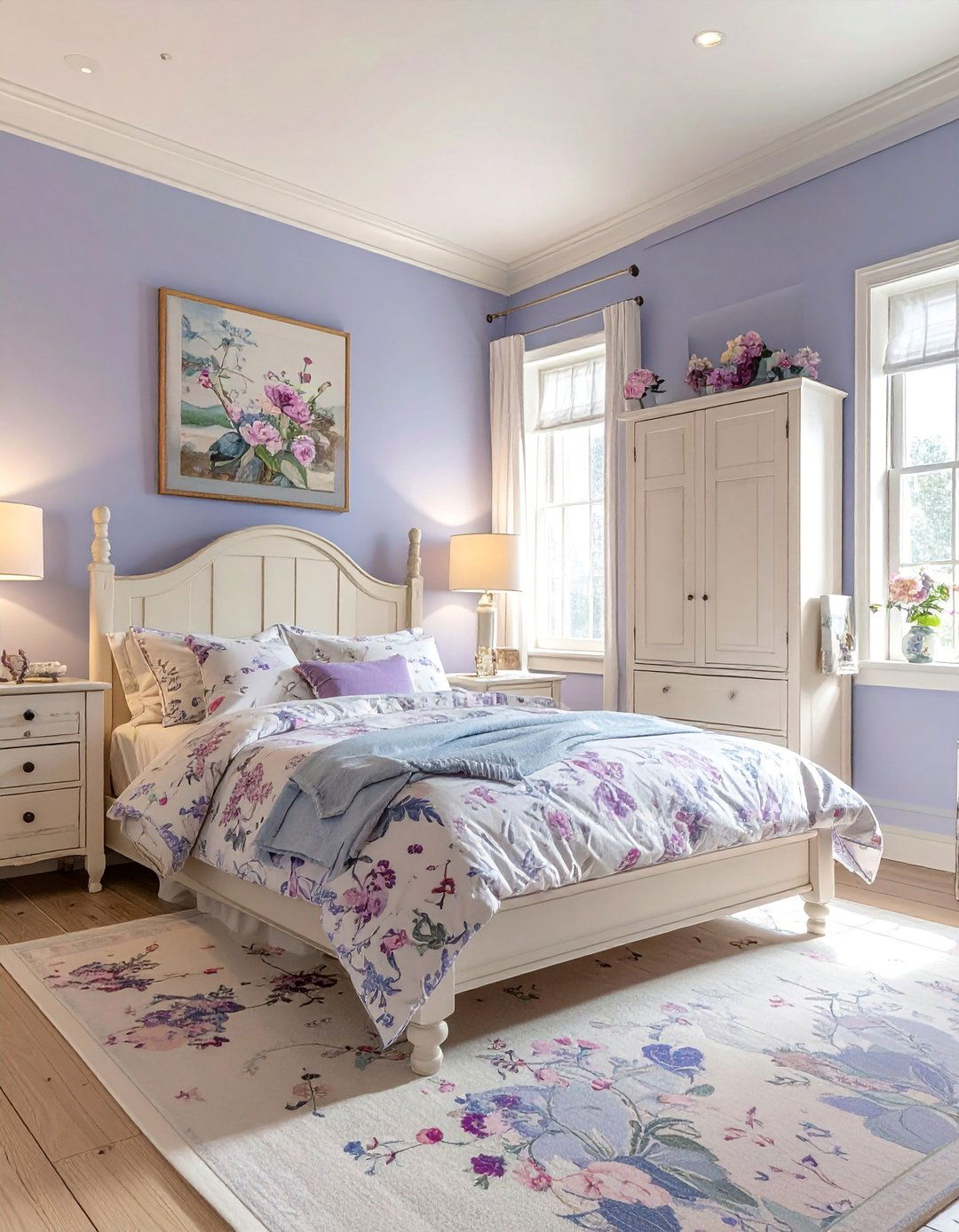 Periwinkle and Cream Cottage Style - 30 Colorful Bedroom Ideas for a Vibrant Space