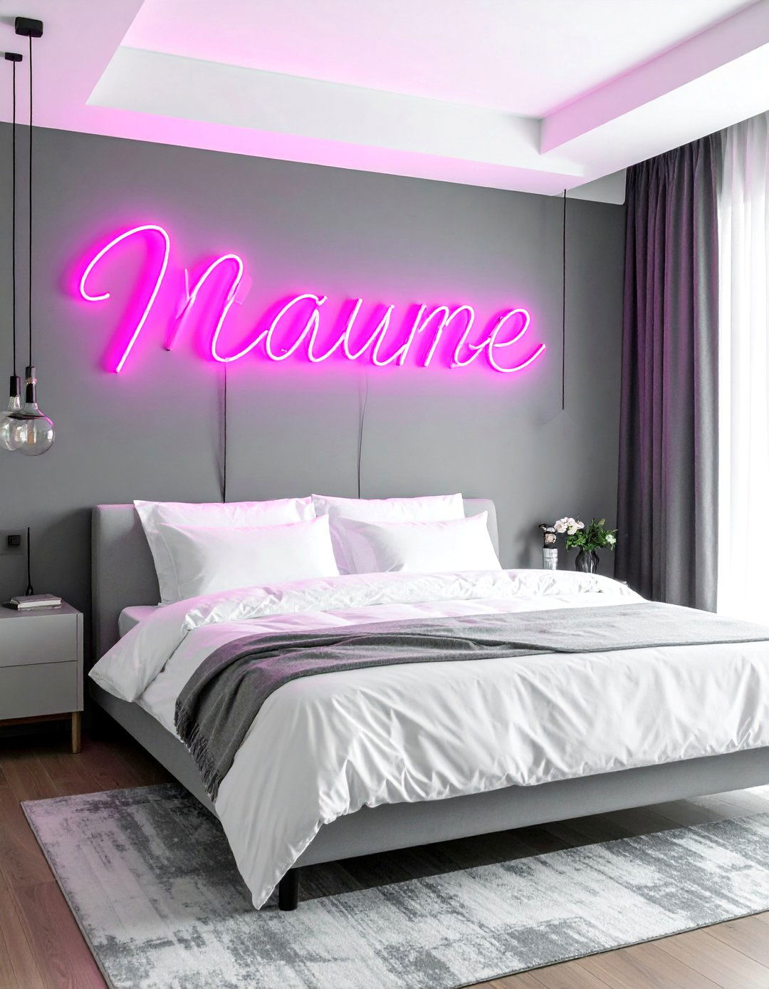 Personalized Neon Name Sign - 30 Neon Bedroom Ideas to Brighten Your Space