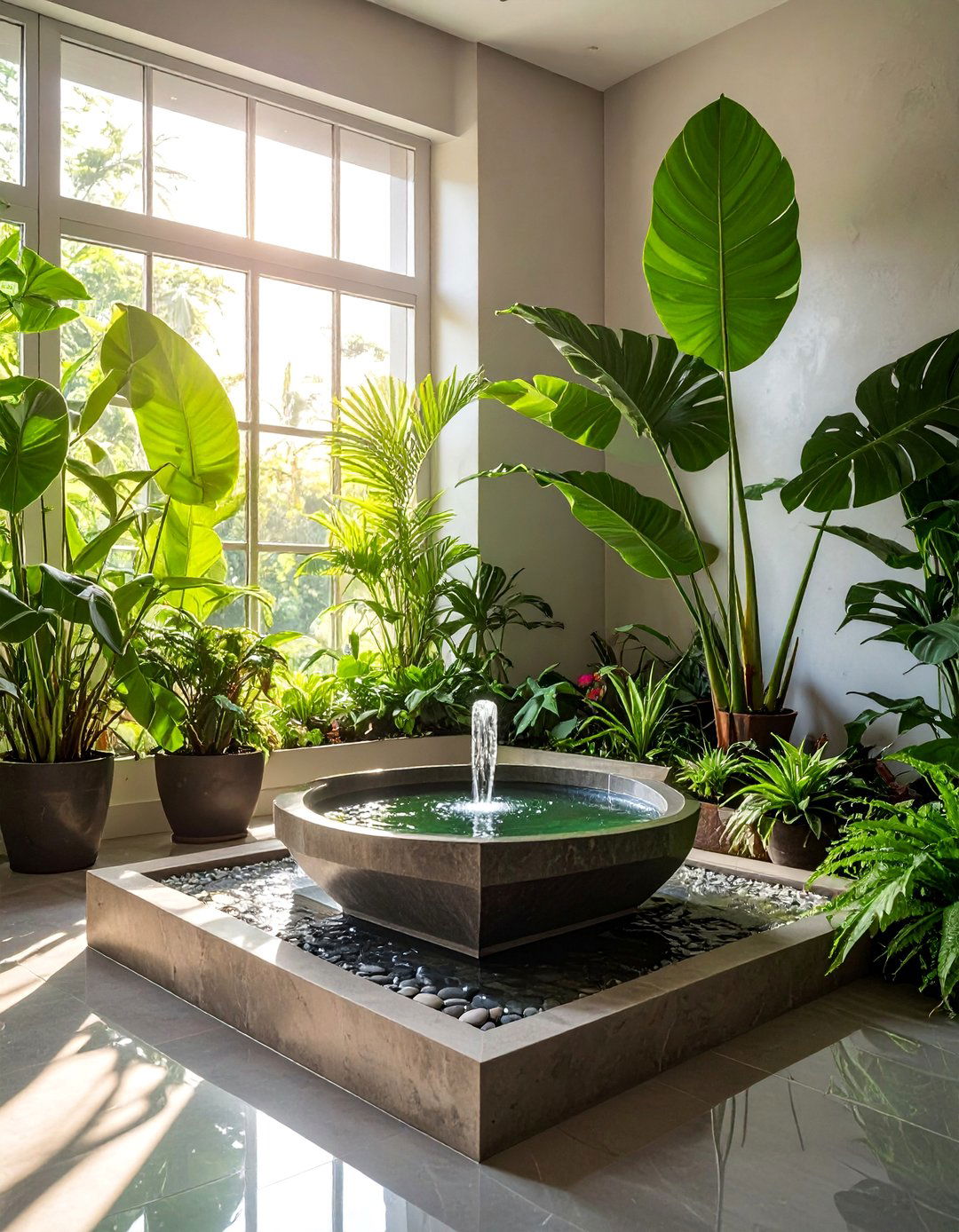 Plant Room with a Water Feature - 20 Plant Room Ideas to Bring Nature Indoors