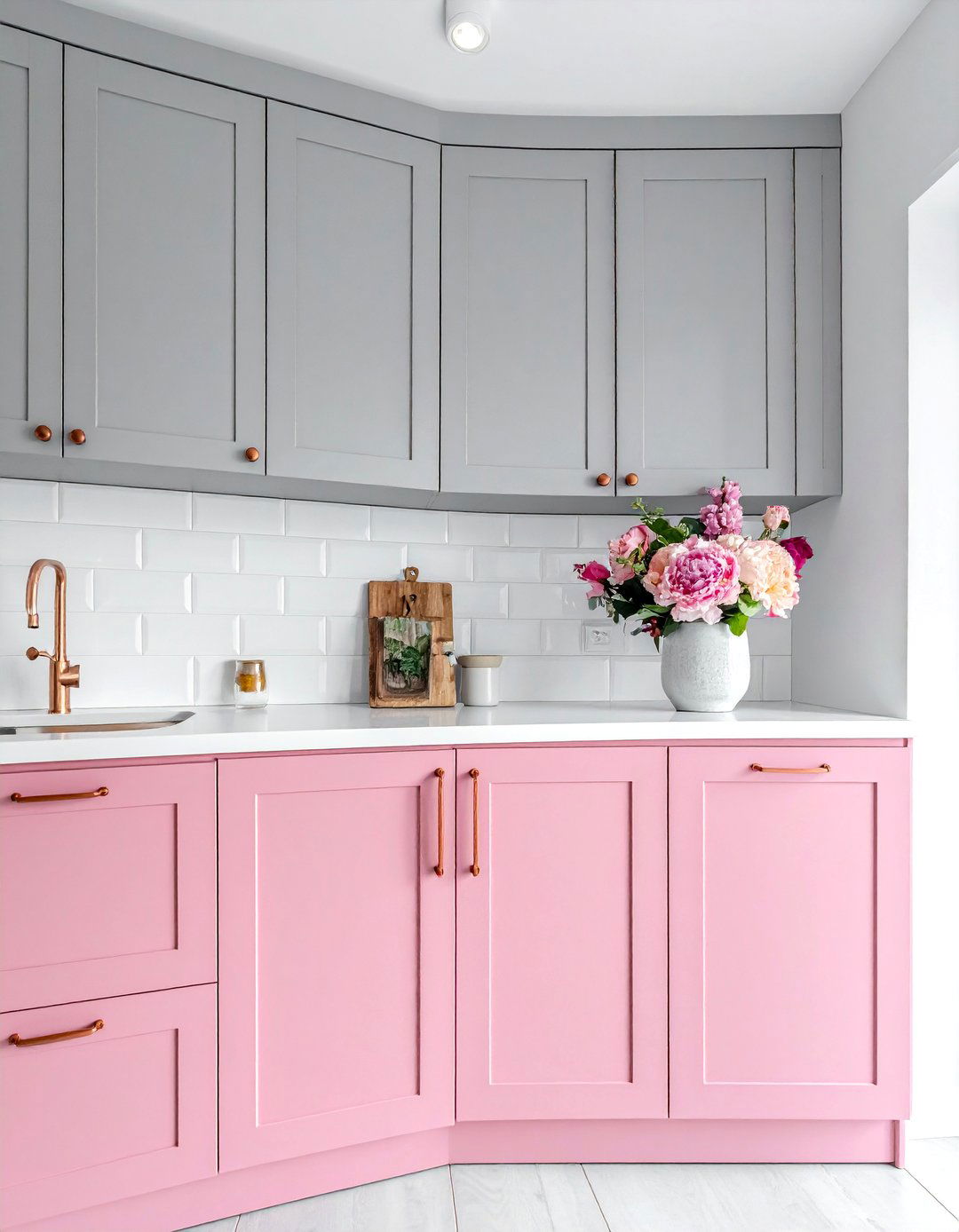Playful Pastel Pink Painted Kitchen Cabinets - 40 Painted Kitchen Cabinet Ideas to Refresh Your Space