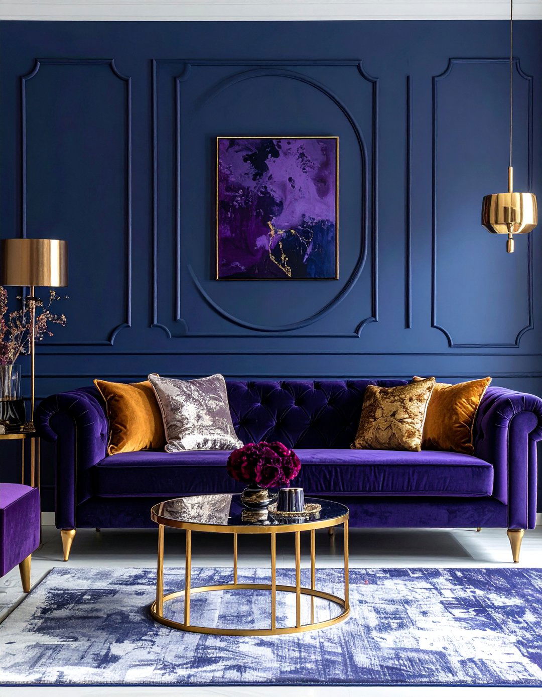 Plum and Navy Blue Sophistication - 25 Purple Living Room Ideas for a Luxurious Vibe