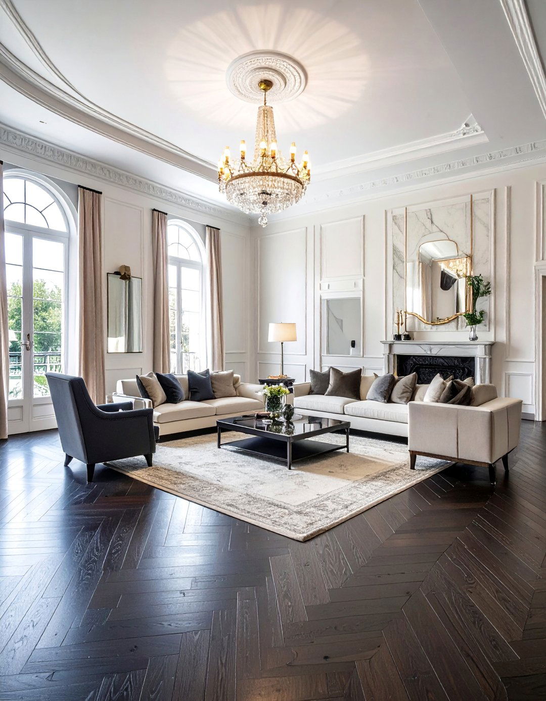 Polished Hardwood Floors in an Art Deco Living Room - 25 Art Deco Living Room Ideas for a Luxurious Look