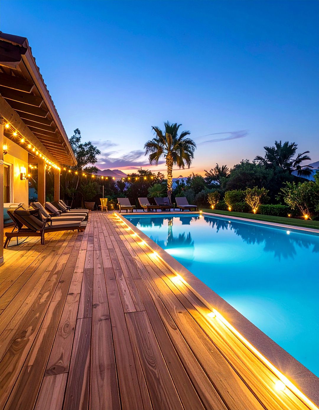 Pool Deck Safety Perimeter - 40 Patio String Light Ideas to Illuminate Your Nights