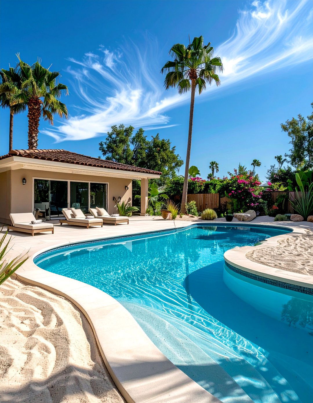 Pool with Beach Style Sand Entry - 40 Backyard Pool Ideas for a Refreshing Summer Oasis
