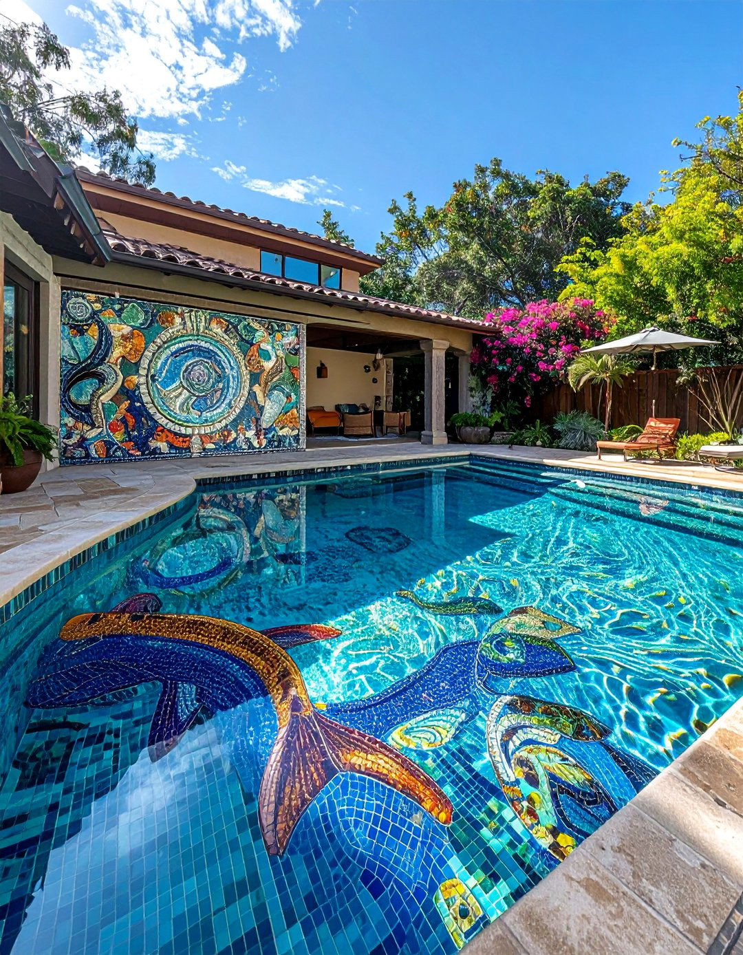 Pool with Custom Mosaic Artwork - 40 Backyard Pool Ideas for a Refreshing Summer Oasis