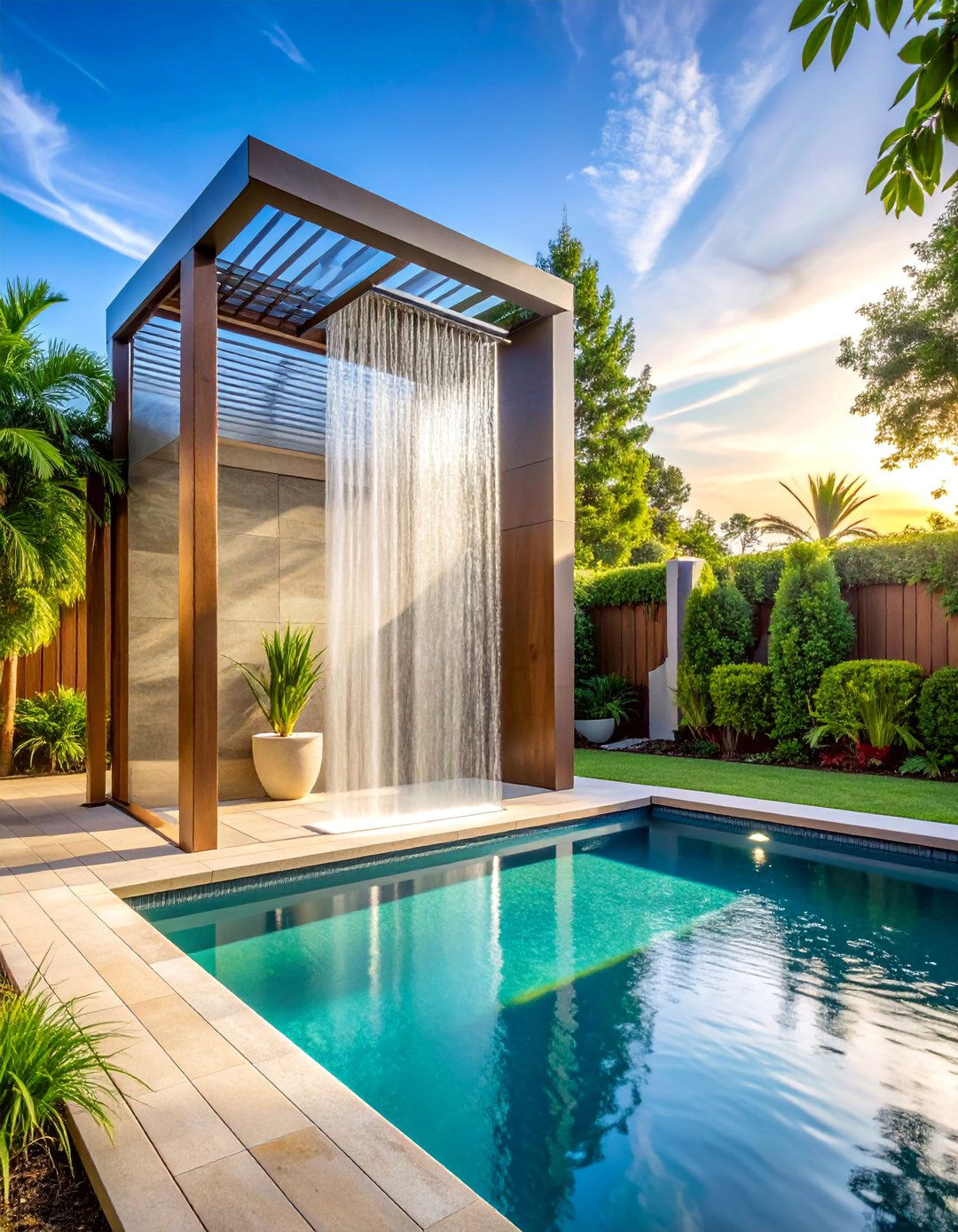 Pool with Outdoor Shower Integration - 40 Backyard Pool Ideas for a Refreshing Summer Oasis