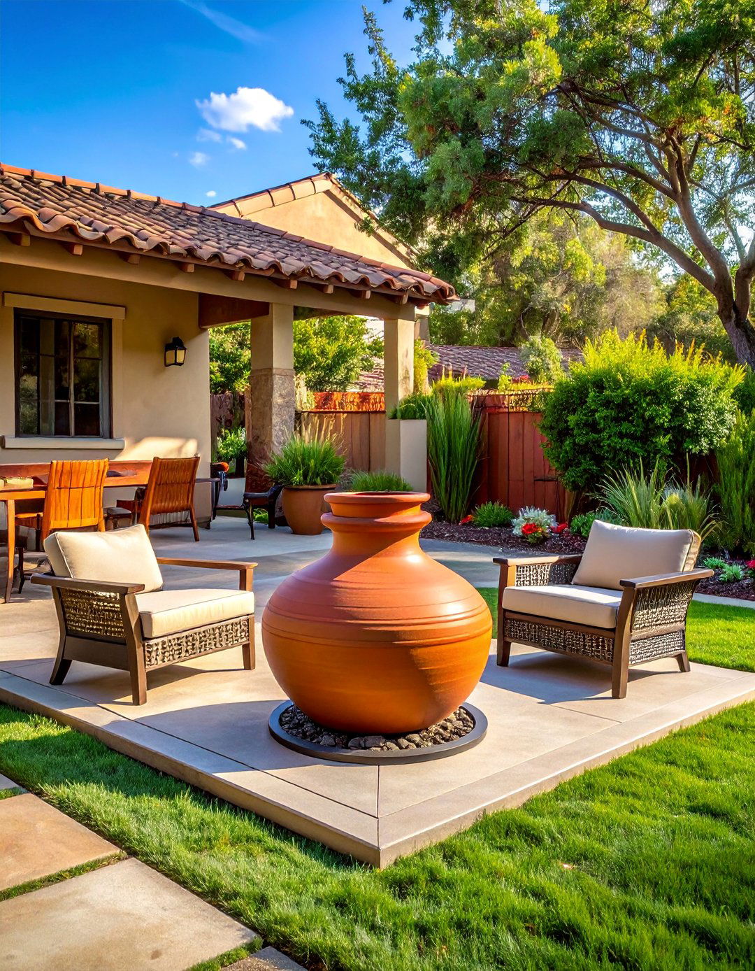 Portable Chiminea Setup with Decor - 20 Front Yard Fire Pit Ideas for Cozy Evenings