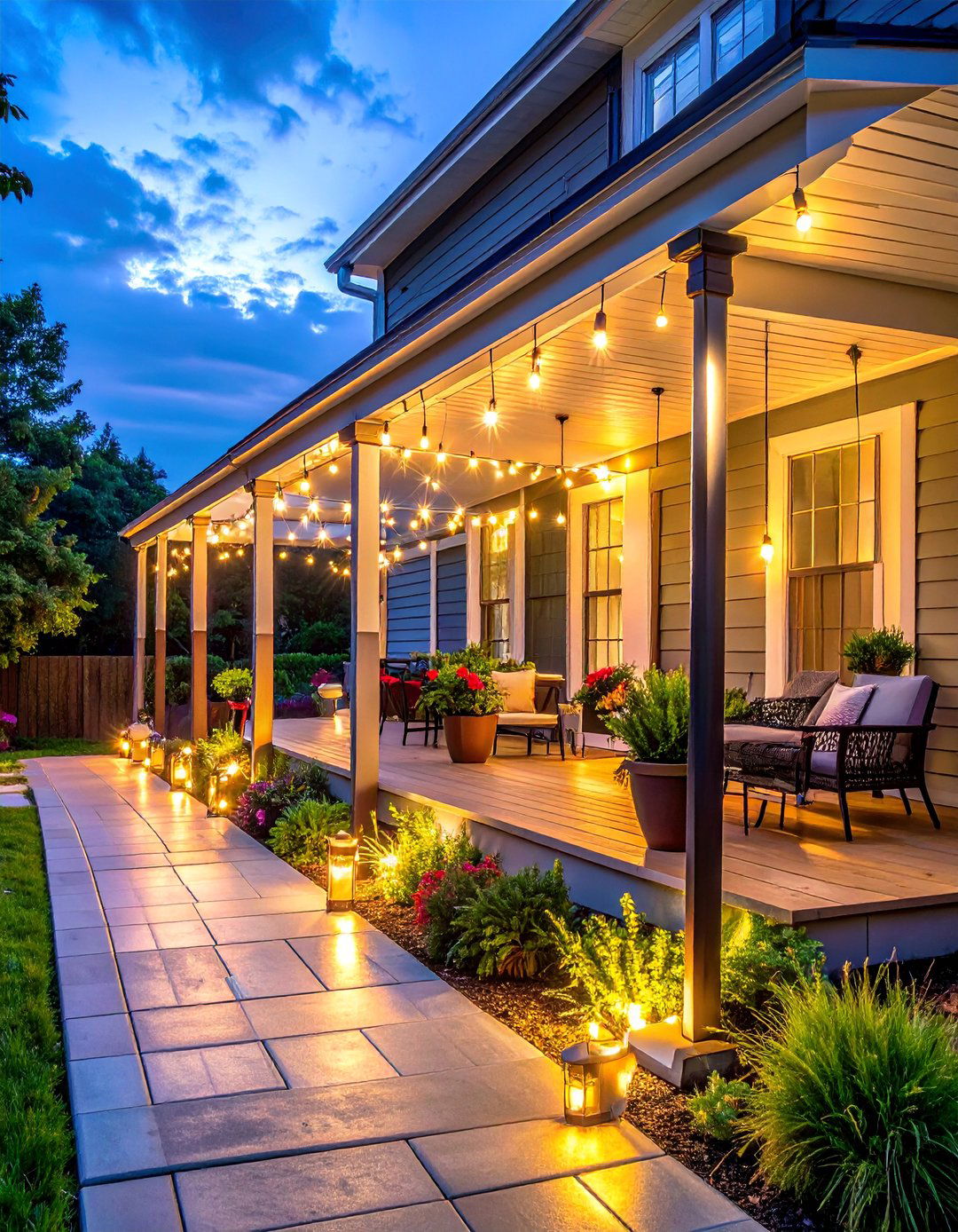 Portable Festival Style Setup - 20 Front Porch String Lights Ideas for a Cozy Ambiance
