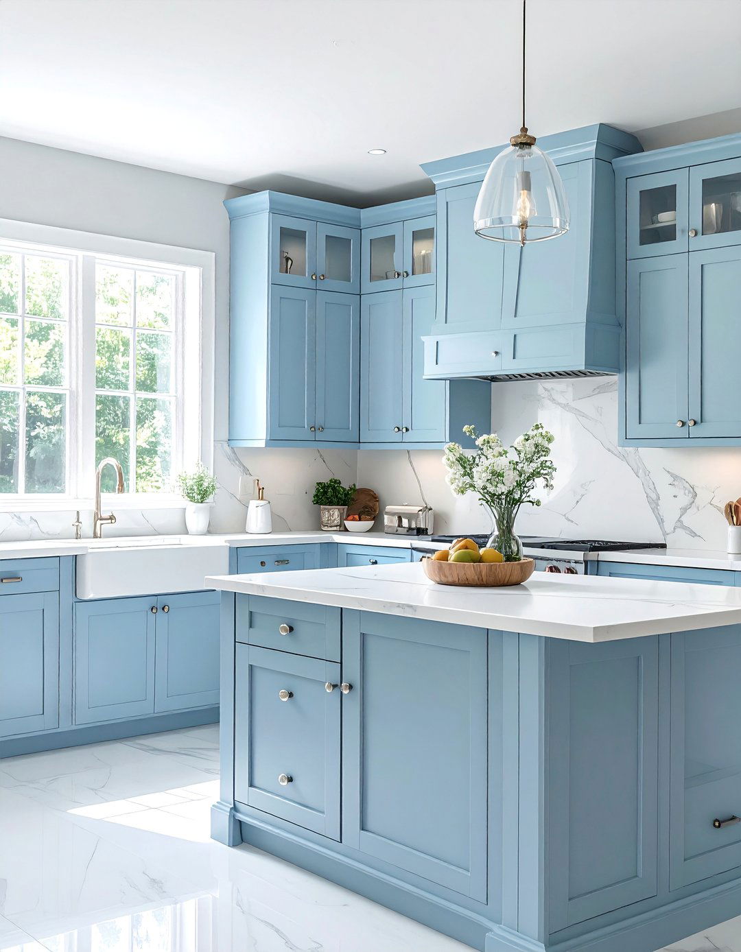 Powder Blue Cabinets for a Light and Airy Kitchen - 30 Blue Farmhouse Kitchen Cabinets for a Cozy Feel